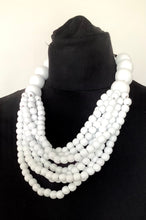 Load image into Gallery viewer, Chunky White Wooden Bead Statement Necklace
