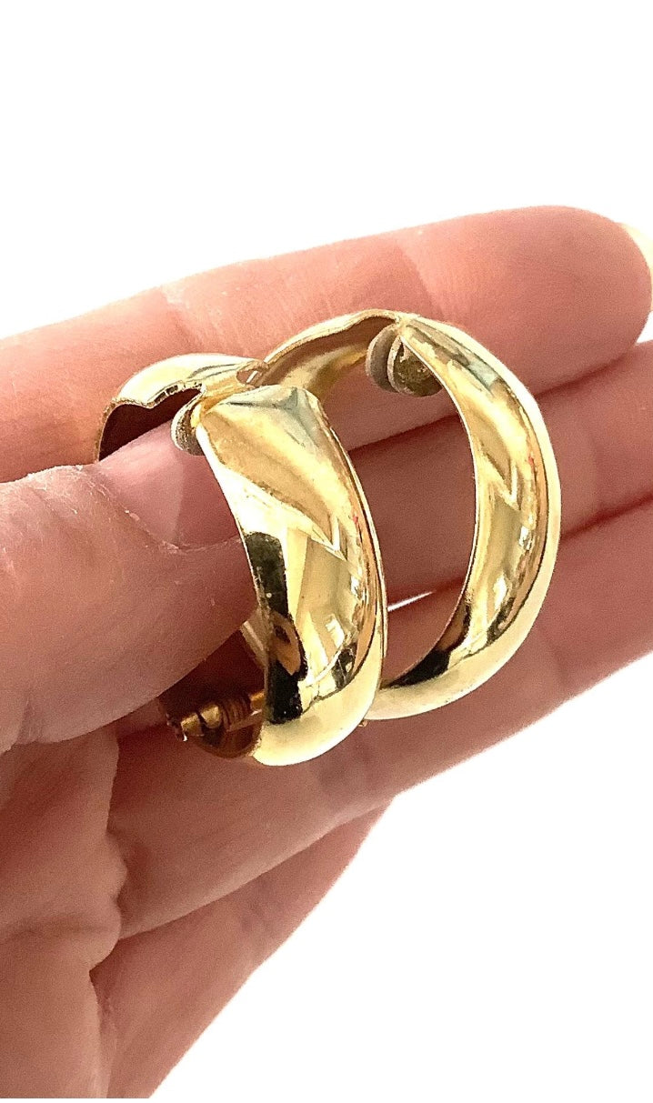 Clip On Gold Vintage Hoop Earrings