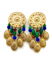 Load image into Gallery viewer, Clip On Gold and Beaded Etruscan Style Earrings
