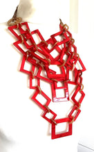 Load image into Gallery viewer, Red Layered Acrylic Abstract Necklace
