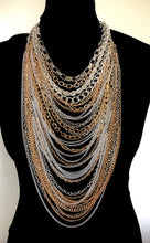 Load image into Gallery viewer, Long Multi Metallic Chain Statement Necklace
