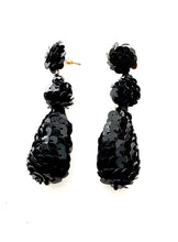 Load image into Gallery viewer, Black Sequin Teardrop Earrings
