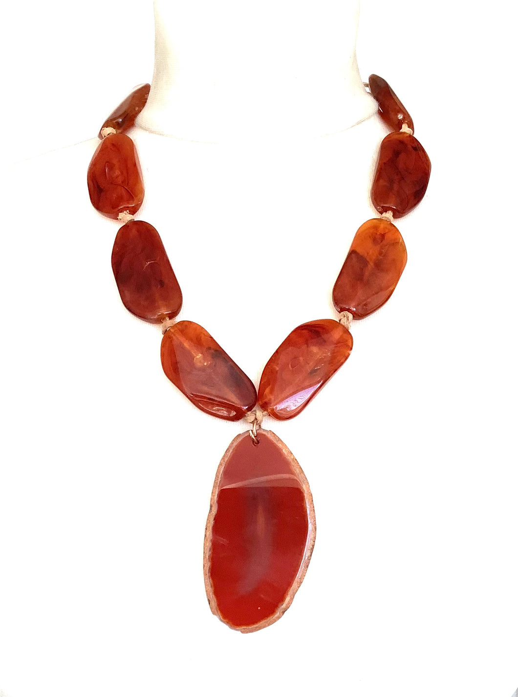 Rust Agate Pendant Necklace
