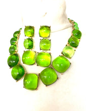 Load image into Gallery viewer, Green Jewelled Necklace and Earrings Set
