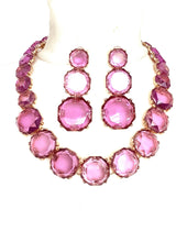Load image into Gallery viewer, Purple Jewelled Necklace e and Earrings Set
