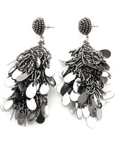 Load image into Gallery viewer, Silver Sequin and Bead Earrings
