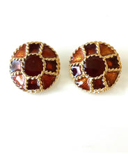 Load image into Gallery viewer, Clip On Brown Vintage Enamel Earrings
