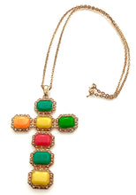 Load image into Gallery viewer, Neon Rainbow Cross Pendant Necklace
