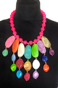 Rainbow Bead Acrylic Necklace