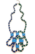 Load image into Gallery viewer, Long Blue and Silver Geometric Necklace
