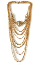 Load image into Gallery viewer, Gold Lions Head Long Chain Necklace
