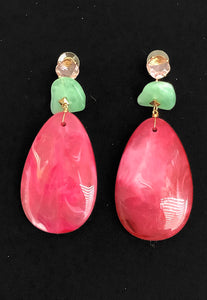 Pink Acrylic Teardrop Earrings