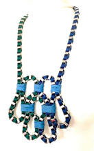 Load image into Gallery viewer, Long Blue and Silver Geometric Necklace
