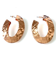 Load image into Gallery viewer, Rose Gold Hammered Hoop Earrings
