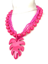 Load image into Gallery viewer, Pink Monstera Leaf Necklace
