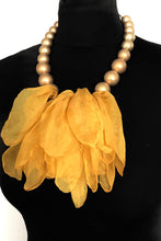 Load image into Gallery viewer, Yellow Chiffon and Gold Bead Necklace
