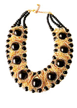 Load image into Gallery viewer, Black and Gold Beaded Chain Necklace
