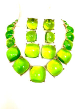 Load image into Gallery viewer, Green Jewelled Necklace and Earrings Set
