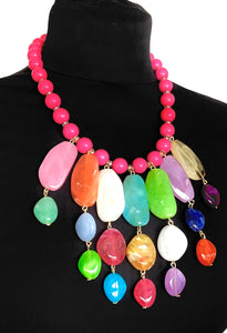 Rainbow Bead Acrylic Necklace