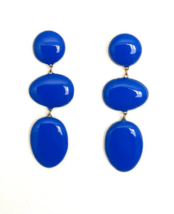 Cobalt Blue Enamel Three Tier Earrings