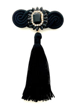 Load image into Gallery viewer, Black Brocade Tassel Brooch
