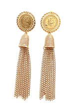 Load image into Gallery viewer, Gold Coin Tassel Earrings
