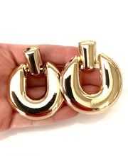 Load image into Gallery viewer, Clip On Gold Door Knocker Earrings
