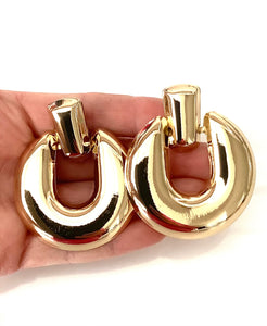 Clip On Gold Door Knocker Earrings