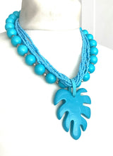 Load image into Gallery viewer, Turquoise Acrylic Leaf Necklace
