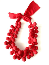 Load image into Gallery viewer, Red Fabric Bead Statement Necklace
