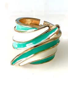 Green and White Cuff Bangle