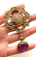 Load image into Gallery viewer, Vintage Gold and Purple Jewelled Brooch
