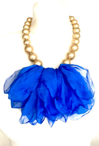 Cobalt Blue Chiffon Statement Necklace