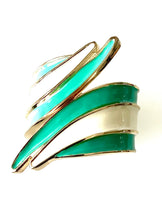 Load image into Gallery viewer, Green and White Cuff Bangle
