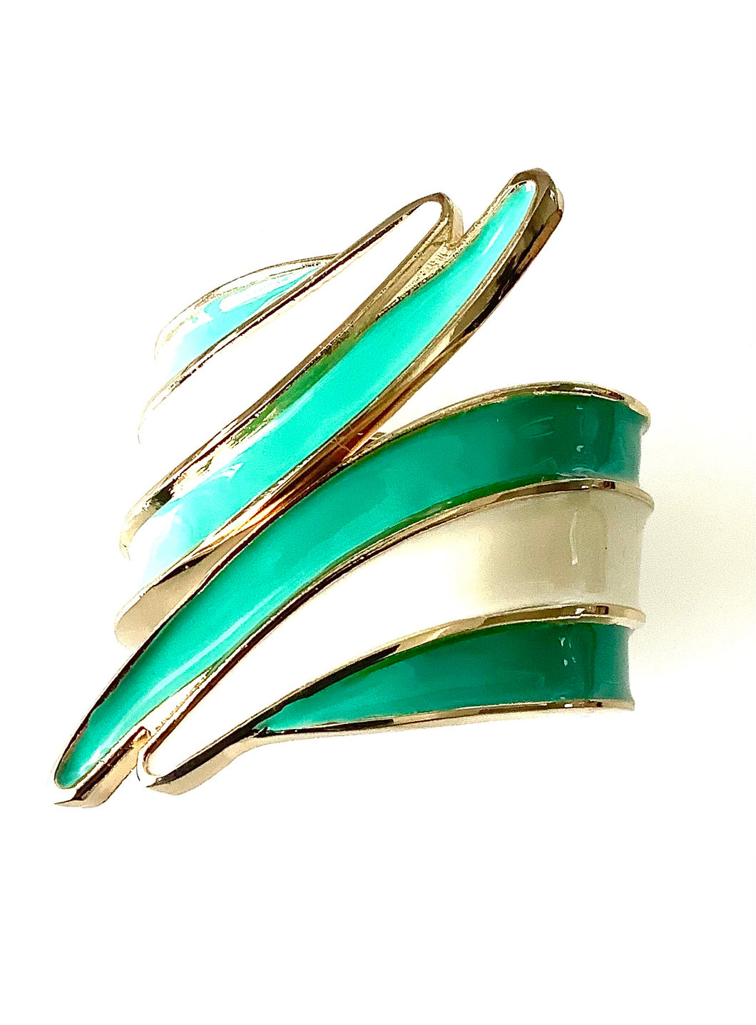 Green and White Cuff Bangle