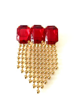 Load image into Gallery viewer, Vintage Red and Gold Jewelled Brooch
