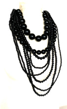 Load image into Gallery viewer, Black Layered Bead Statement Necklace
