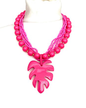 Load image into Gallery viewer, Pink Monstera Leaf Necklace
