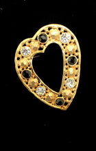 Load image into Gallery viewer, Gold Jewelled Heart Vintage Brooch
