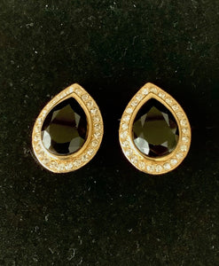 Clip On Black Vintage Teardrop Earrings