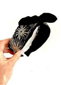 Black and Gold Bow Headband