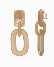 Load image into Gallery viewer, Clip On Beige Acrylic Chain Earrings
