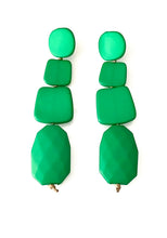 Load image into Gallery viewer, Long Green Acrylic Statement Earrings
