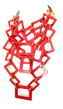 Load image into Gallery viewer, Red Layered Acrylic Abstract Necklace
