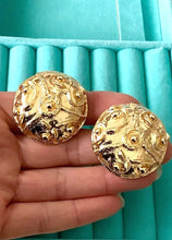 Load image into Gallery viewer, Clip On Gold Vintage Embossed Earrings
