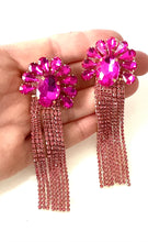 Load image into Gallery viewer, Pink Jewelled Tassel Earrings
