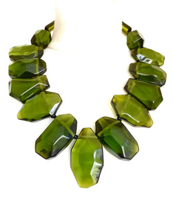 Green Abstract Acrylic Statement Necklace