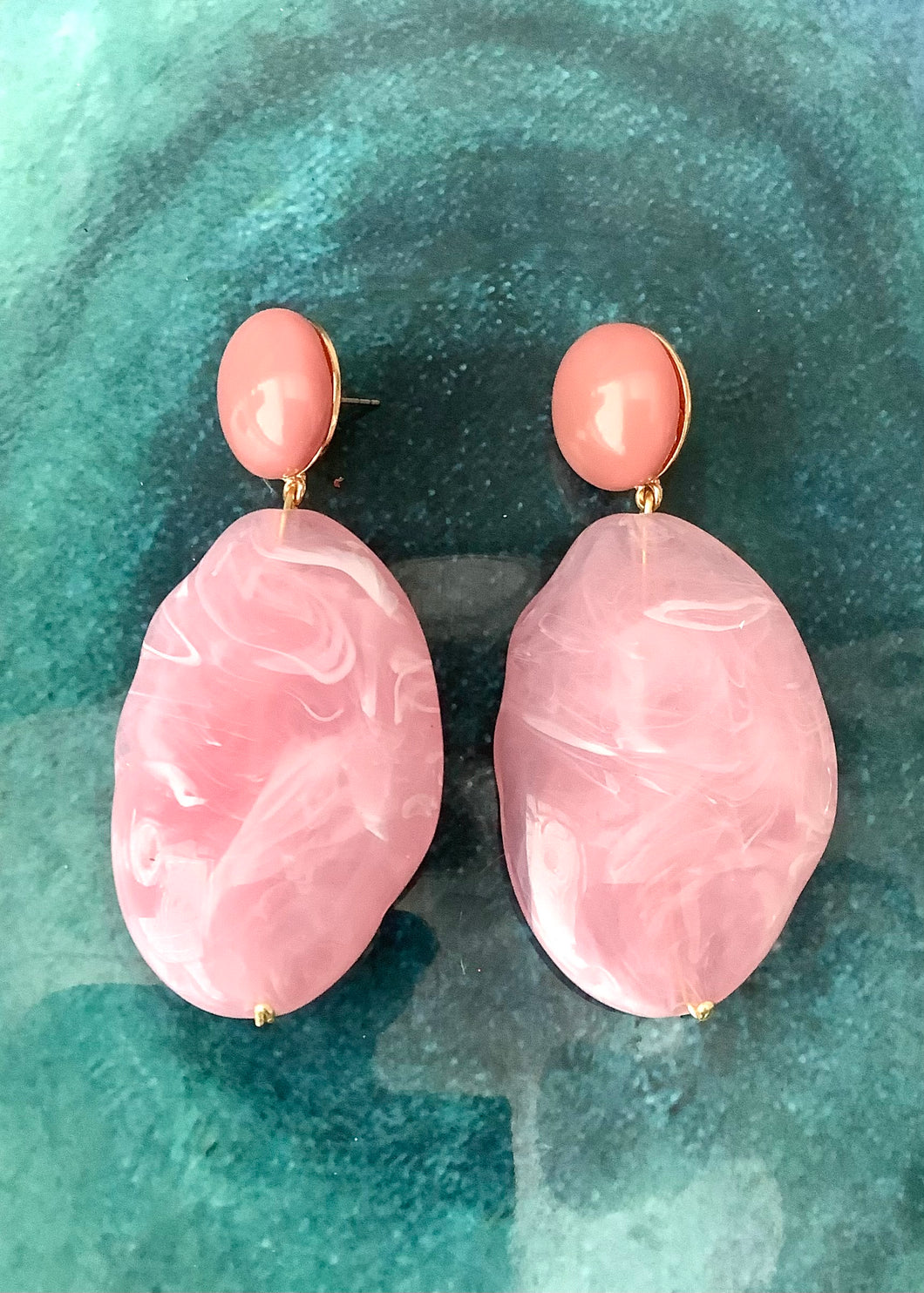 Pink Acrylic Bead Earrings
