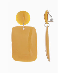 Clip On Mustard Rectangle Earrings