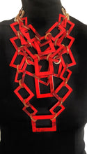 Load image into Gallery viewer, Red Layered Acrylic Abstract Necklace
